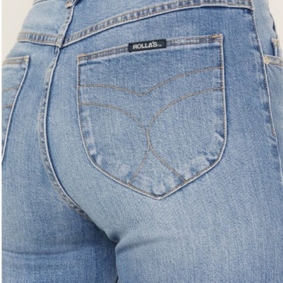 Rolla's Australia NWT Women's Medium Wash Mid Rise Miller Cropped Jeans 32/28 - Picture 3 of 16